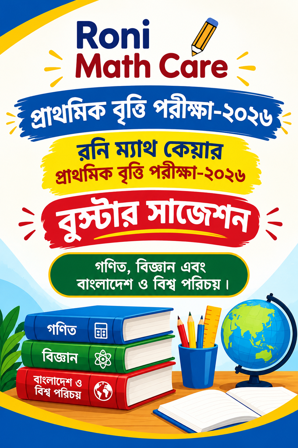 গণিত, বিজ্ঞান এবং বাংলাদেশ ও বিশ্ব-পরিচয় কম্বো স্পেশাল বুস্টার সাজেশন প্রাথমিক বৃত্তি পরীক্ষা-২০২৬